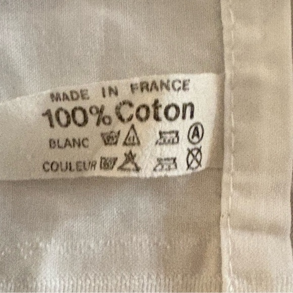 VTG Made in France King size flat sheet + sham set cotton pink scalloped edge - Picture 4 of 16